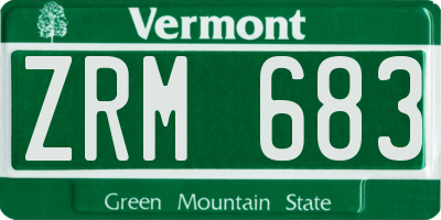 VT license plate ZRM683