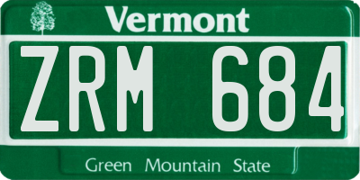 VT license plate ZRM684