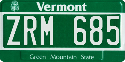 VT license plate ZRM685