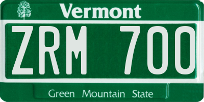 VT license plate ZRM700