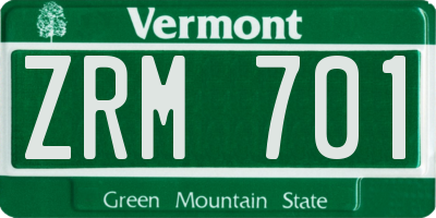 VT license plate ZRM701