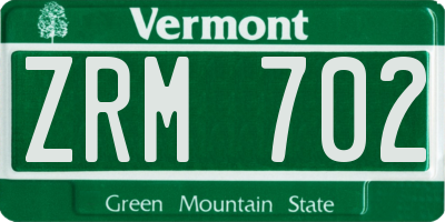 VT license plate ZRM702