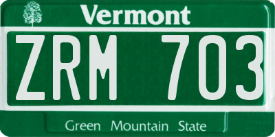 VT license plate ZRM703