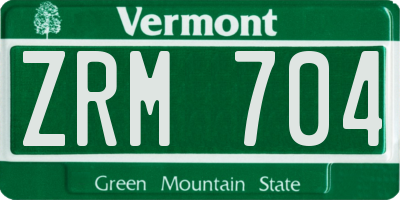 VT license plate ZRM704