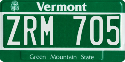 VT license plate ZRM705
