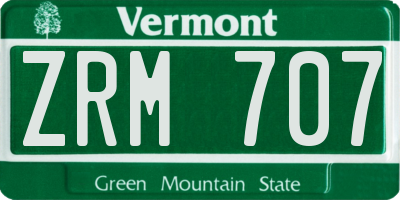 VT license plate ZRM707
