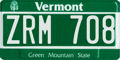 VT license plate ZRM708