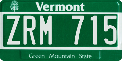 VT license plate ZRM715