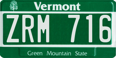 VT license plate ZRM716