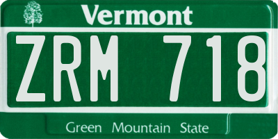 VT license plate ZRM718