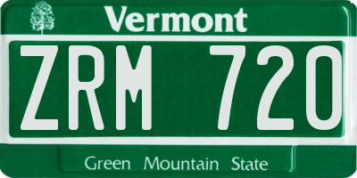 VT license plate ZRM720