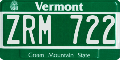 VT license plate ZRM722