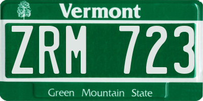 VT license plate ZRM723