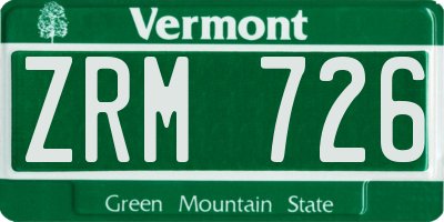 VT license plate ZRM726