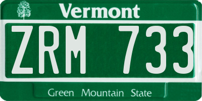 VT license plate ZRM733