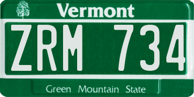 VT license plate ZRM734
