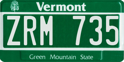 VT license plate ZRM735