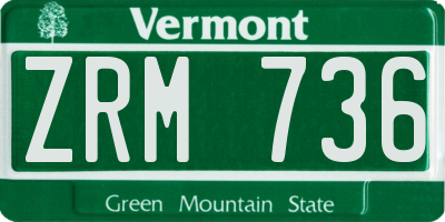 VT license plate ZRM736