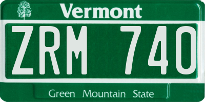VT license plate ZRM740