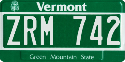 VT license plate ZRM742