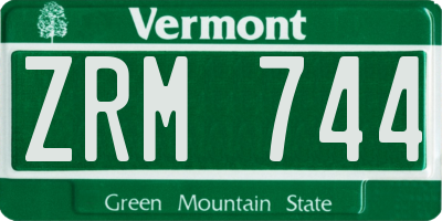 VT license plate ZRM744