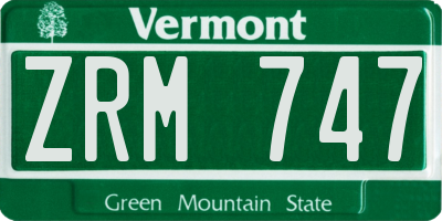 VT license plate ZRM747