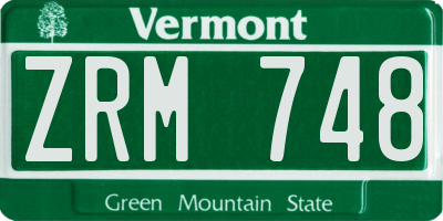 VT license plate ZRM748