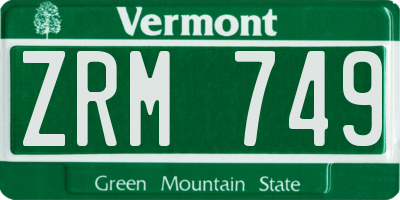 VT license plate ZRM749