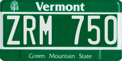 VT license plate ZRM750