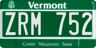 VT license plate ZRM752