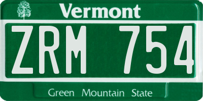 VT license plate ZRM754
