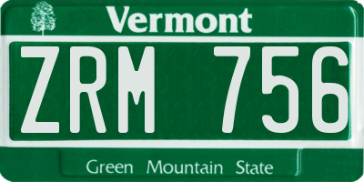 VT license plate ZRM756