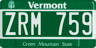 VT license plate ZRM759
