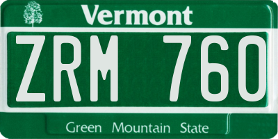 VT license plate ZRM760