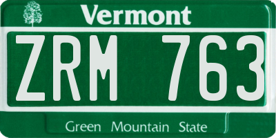 VT license plate ZRM763
