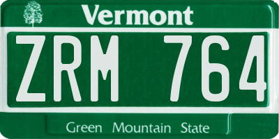 VT license plate ZRM764