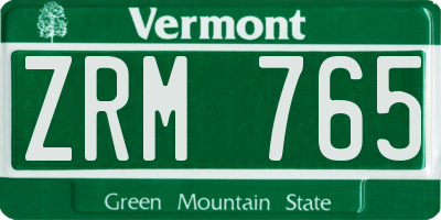 VT license plate ZRM765
