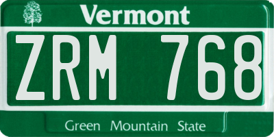 VT license plate ZRM768