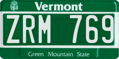 VT license plate ZRM769