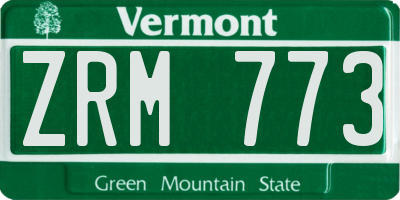 VT license plate ZRM773