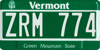VT license plate ZRM774