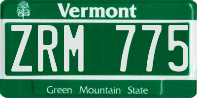 VT license plate ZRM775