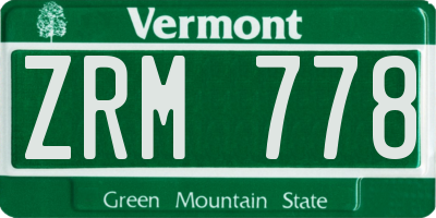 VT license plate ZRM778