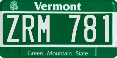 VT license plate ZRM781
