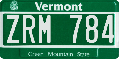 VT license plate ZRM784