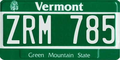 VT license plate ZRM785
