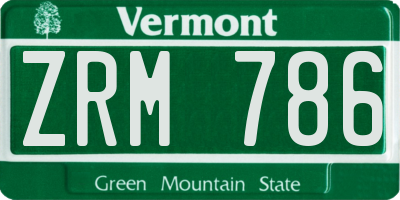 VT license plate ZRM786