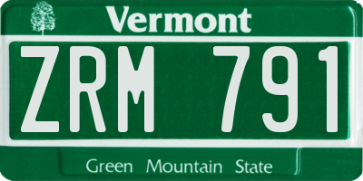 VT license plate ZRM791