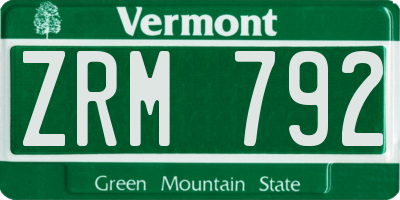 VT license plate ZRM792
