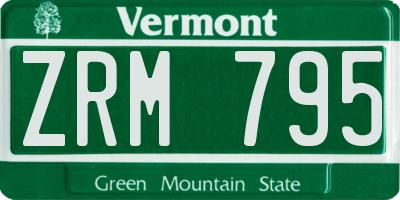 VT license plate ZRM795